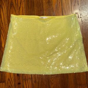 Zara Yellow Sequin Mini Skirt